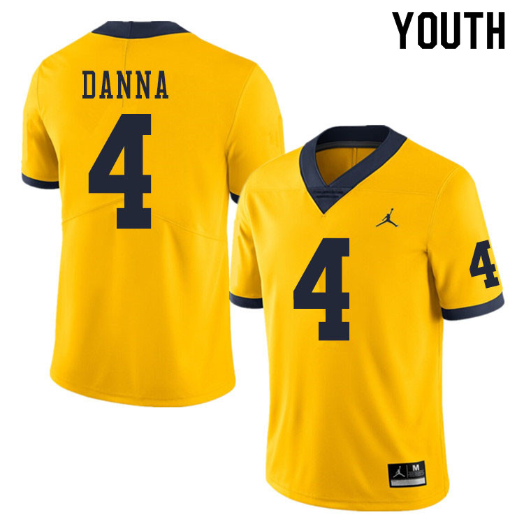 Youth #4 Michael Danna Michigan Wolverines College Football Jerseys Sale-Yellow
